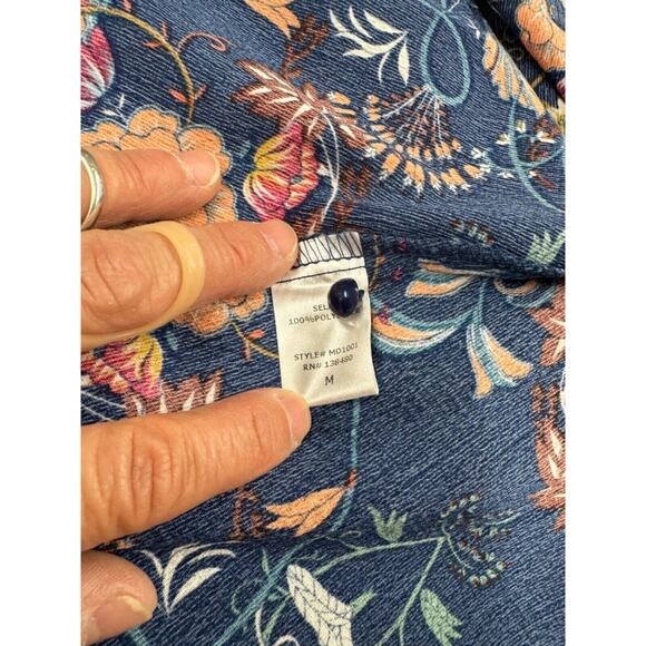 IMADALINE DRESS Blue Long Floral Dress,Boho, Size M, Has Extra Button on inside - Picture 9 of 11